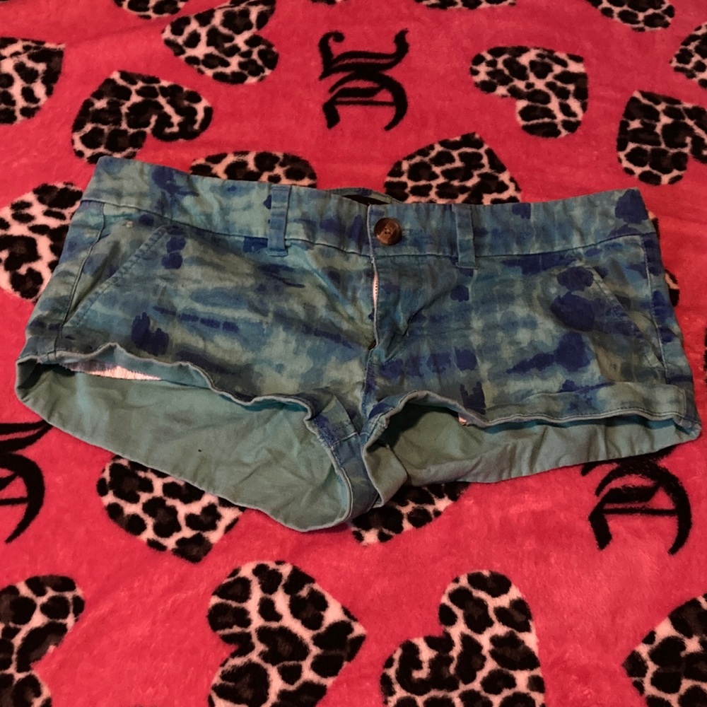 American Eagle Outfitters Blue Tie-Dye Jean Shorts
